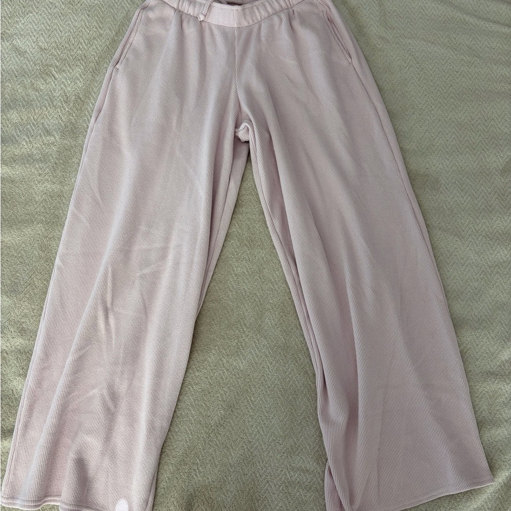 Baby Pink Wide Leg Ribbed Hollister Lounge Pants